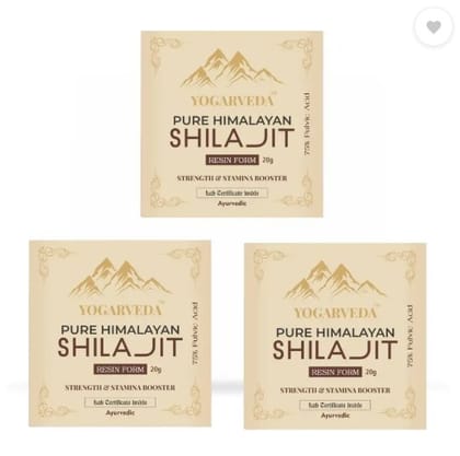 YOGARVEDA Pure Himalayan Shilajit Resin  20g | 100% Natural and Ayurvedic  (Pack of 3, 20 g)