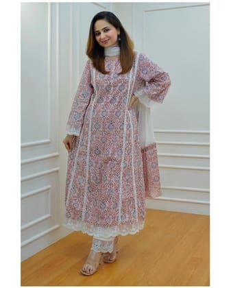 Pakistani A-line cotton suit kurta set with dupatta-M (38)