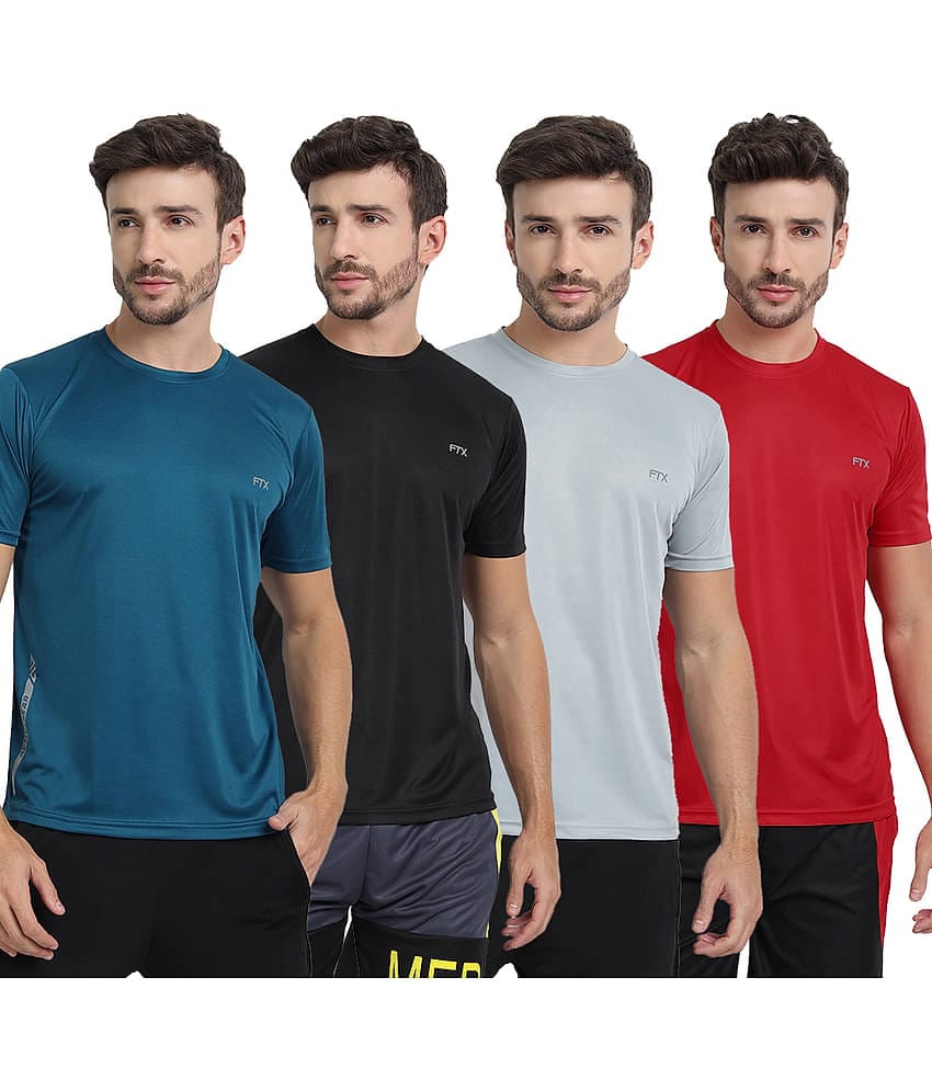 FTX Pack of 4 Polyester Regular Fit Men's T-Shirt ( Multicolor4 )