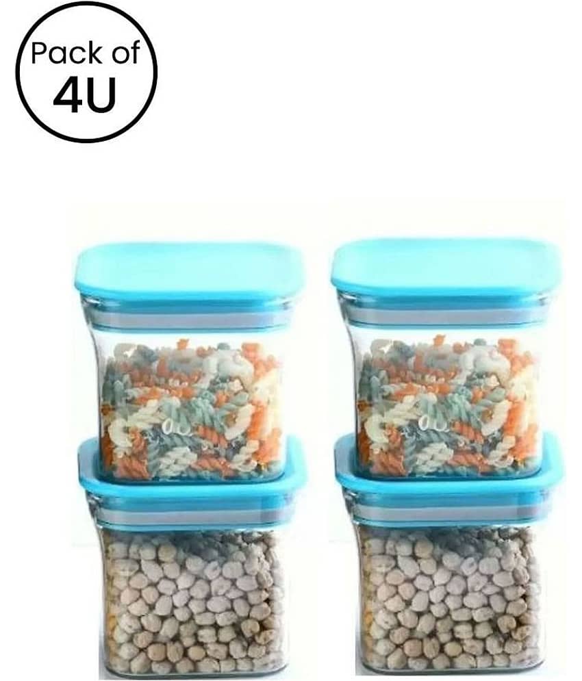 iview kitchenware Multi-Purpose PET Container 550ml each,Blue Lid (4U)