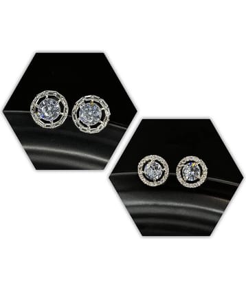 AKLINA White Stud Earrings ( Pack of 2 )
