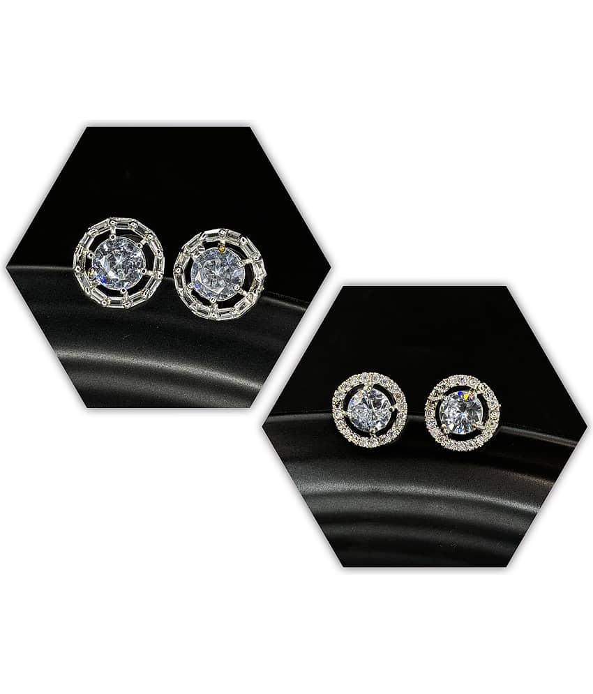 AKLINA White Stud Earrings ( Pack of 2 )