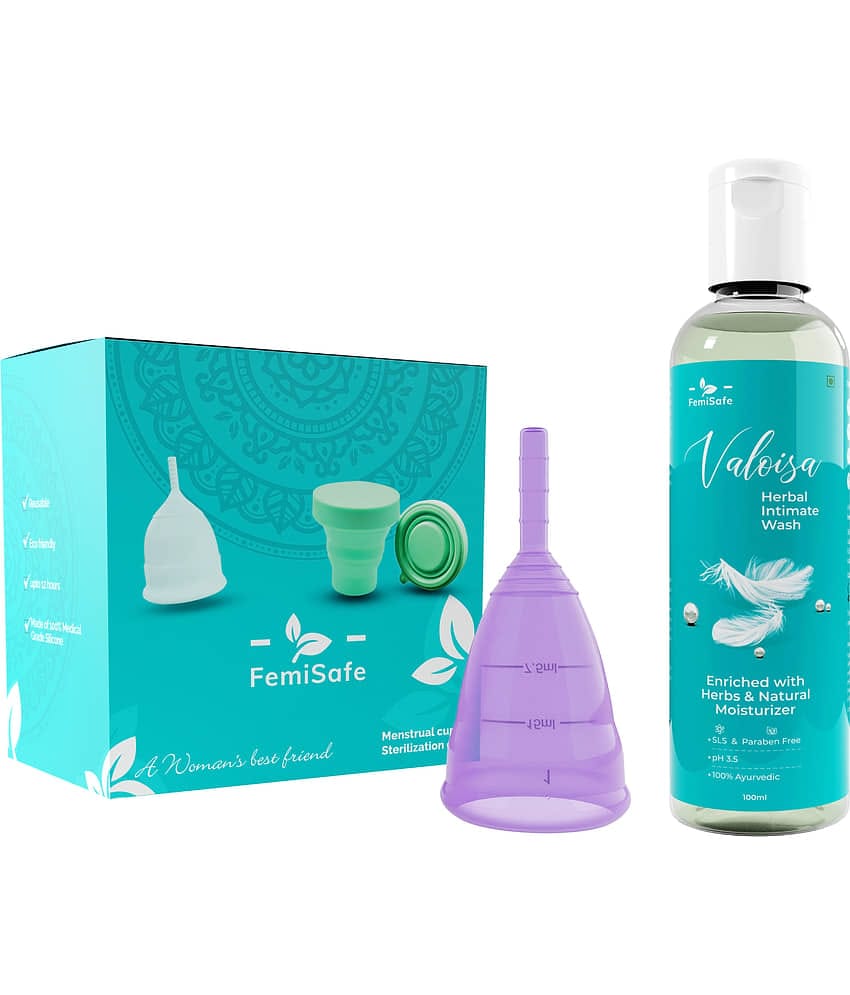 Femisafe Menstrual Cup +Intimate Wash (MEDIUM) 1 Reusable Menstrual Cup Medium