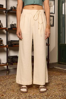 Linen Drawstring Pants-XS