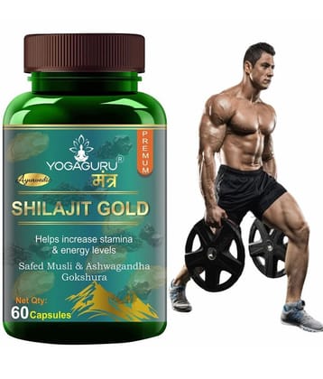 YOGAGURU MANTR Shilajit Gold | Premium Vitality | Ayurvedic Supplement for Men 60 CAPSULES