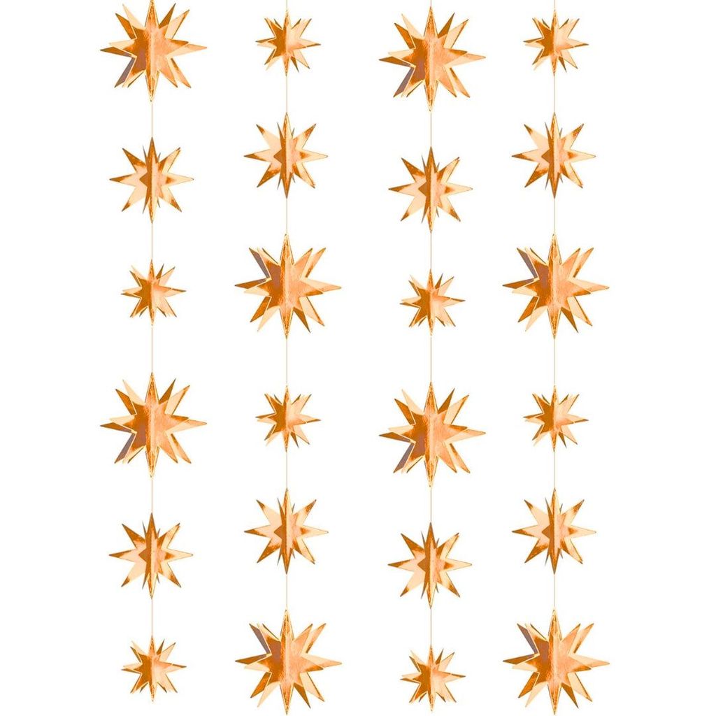 3D Rose Gold Star Shaped Hanging Decor - 8FT - 1PC - Party and Festive Needs | Buy online on ZillyBuy