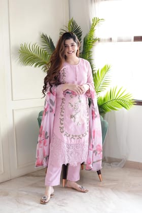 Noor Pink Pakistani Suit Set-XXL