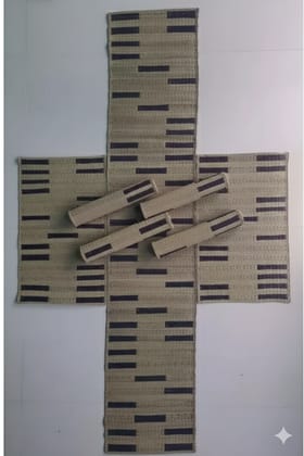 Sandhya Mat Unit Natural Madurkathi Masland Table Mat And Runner Set Handmade Eco Friendly Home Decor