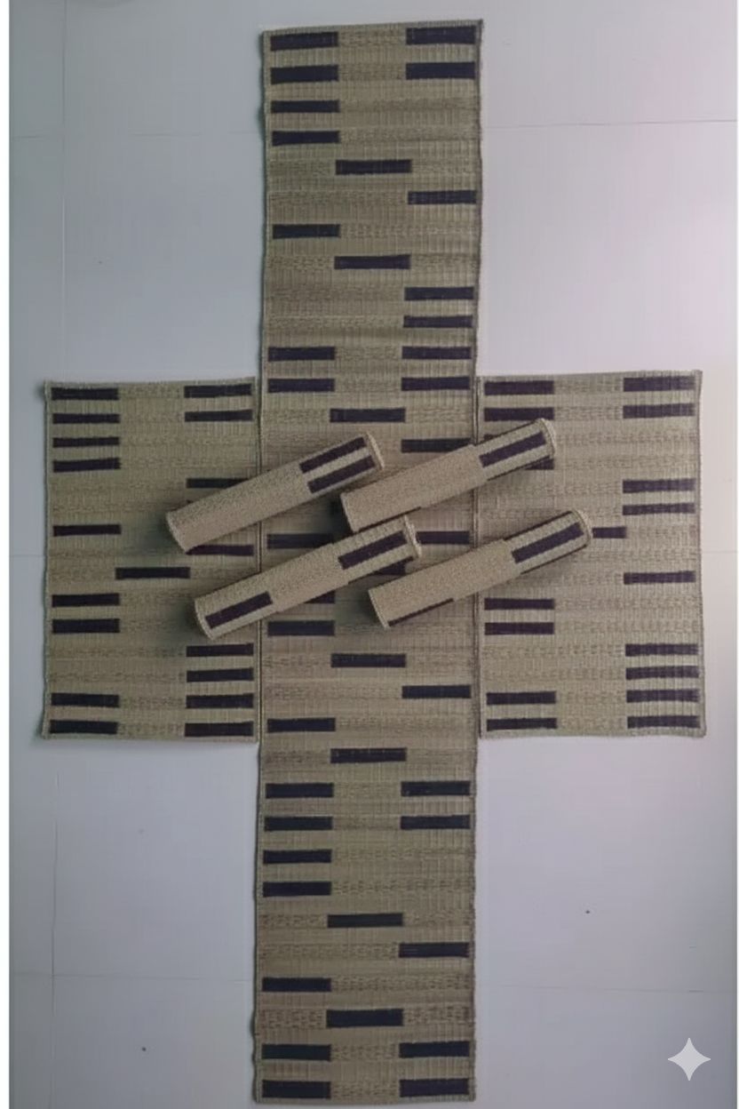 Sandhya Mat Unit Natural Madurkathi Masland Table Mat And Runner Set Handmade Eco Friendly Home Decor