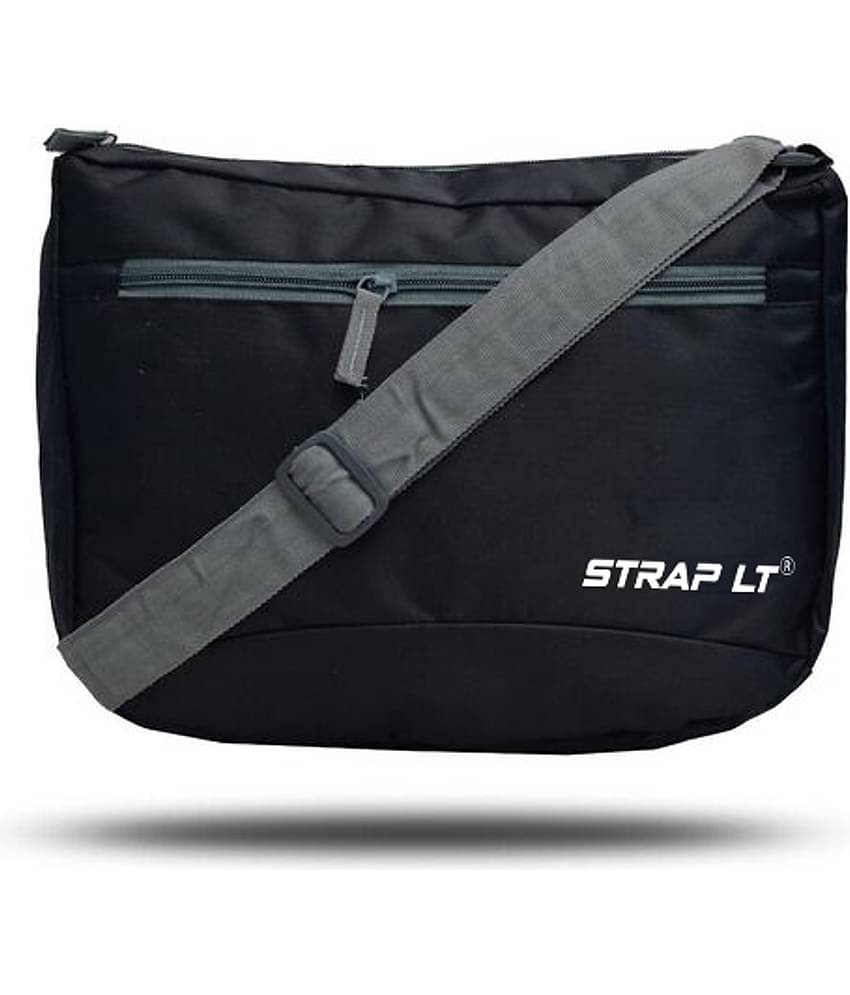 straplt - Black Solid Messenger Bag