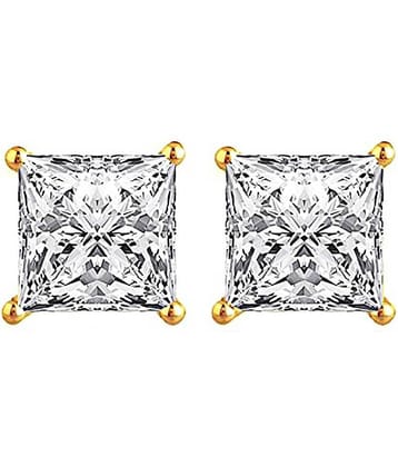 Zeneme Alloy Gold Plating Cubiz Zirconia Studded White Coloured Earrings