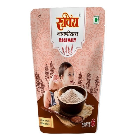 Ruchira Sprouted Ragi Malt (200g) | Roasted Finger Millet Porridge Mix | High Calcium & Iron Breakfast for All Ages