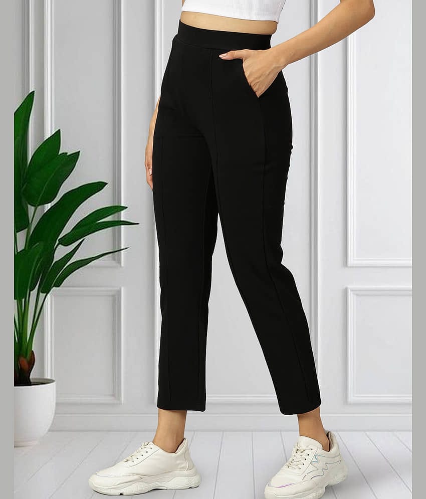 AOOSH Pack of 1 Polyester Skinny Women's Chinos ( Black )