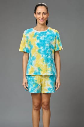 Yellow & Sky Blue Co-ord Set for Women S