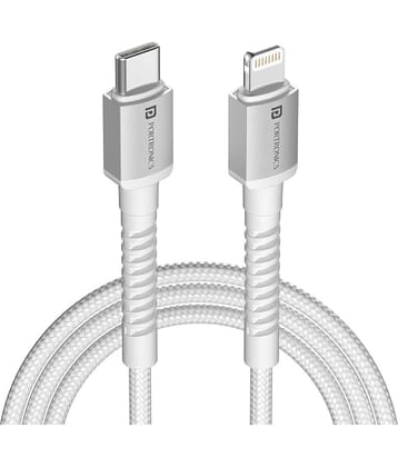 Portronics White 3A Lightning Cable 2 Meter