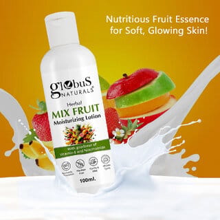 Globus Naturals Herbal Mix Fruit Moisturizing Body Lotion For Radiant, Glowing Skin, Non-Sticky, Fast Absorbing, Daily Moisturizer All Skin Types 100ml Globus Naturals Herbal Mix Fruit Moisturizing Body Lotion For Radiant, Glowing Skin, Non-Sticky, Fast Absorbing, Daily Moisturizer All Skin Types 100ml