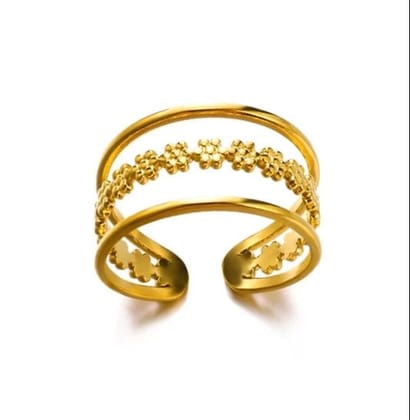 Three Layers Golden Adjustable Ring