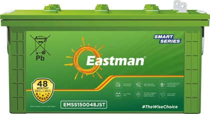 Eastman EMSS150048JST | Jumbo Short Tubular | 150 AH Inverter Battery |Warranty 48 (24+24) Months for Home & Office