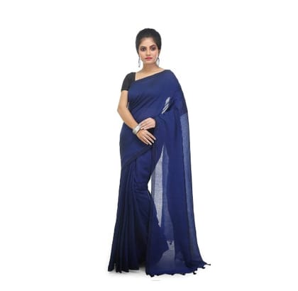 Handloom Solid Color Pompom Saree