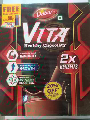 Dabur Vita Healthy chocolaty Scientifically tested Immunity Promotes physical Growth Goodness of 30+ayurvedic Boosters 