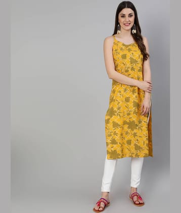 Antaran - Yellow Cotton Women's Straight Kurti ( Pack of 1 )