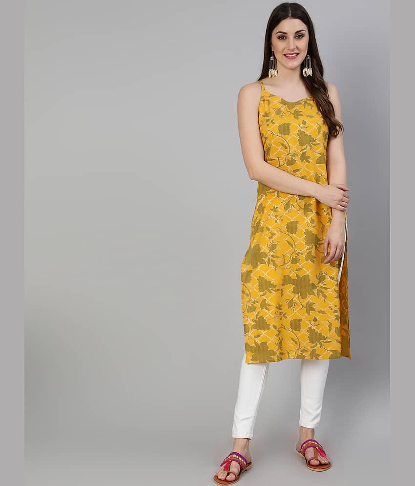 Antaran - Yellow Cotton Women's Straight Kurti ( Pack of 1 )