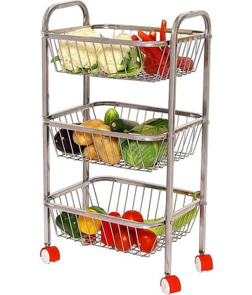 Winstar - Silver Stainless Steel Fruit & Vegetable Trolley ( Pack of 1 )