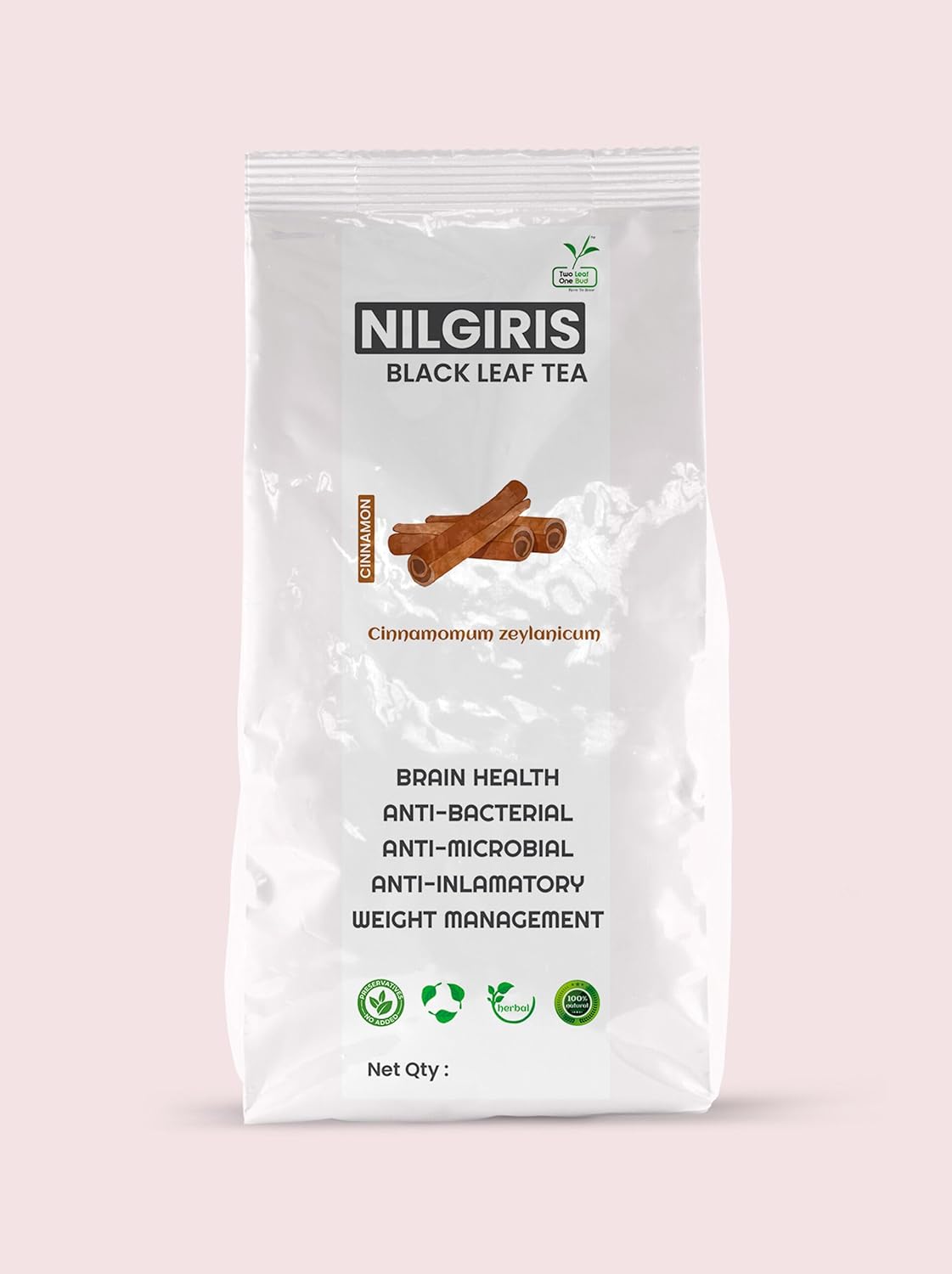 Two Leaf One Bud Nilgris Black Leaf Tea - Cinnamon 100 Gms