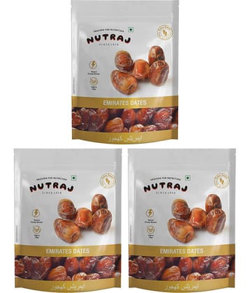 Nutraj Emirates Khalas Dates Dry Fruits Dates Khajoor Khajur dry Fruits 500gm (Pack of 3)