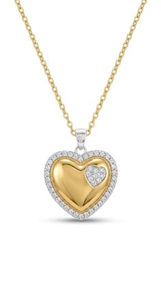 GemGleam Gold Plated Heart Pendant Necklace | Anti-Tranish Waterproof | Crystal Stone Jewellery for Women and Girls | Skin Friendly | Lightweight - Gift for Wife, Girlfriend, Friend