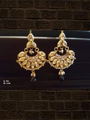 Kundan pearl chandbali with hanging ruby bead