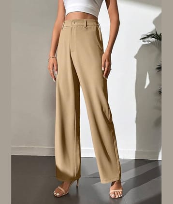 Broadstar Pack of 1 Polyester Straight Women's Casual Pants ( Beige )