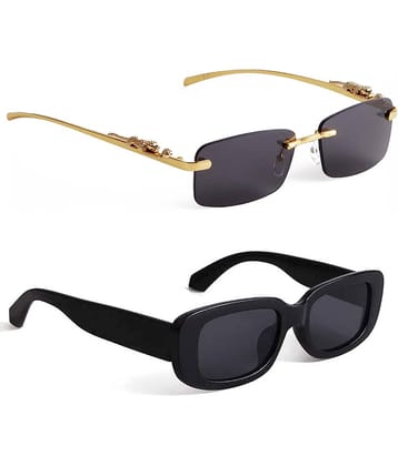Elligator Gold Rectangular Sunglasses ( Pack of 2 )
