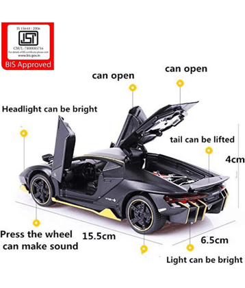Fastdeal Lamborghini Centenario Diecast Metal Alloy Pull Back car Light And Sound (Black)