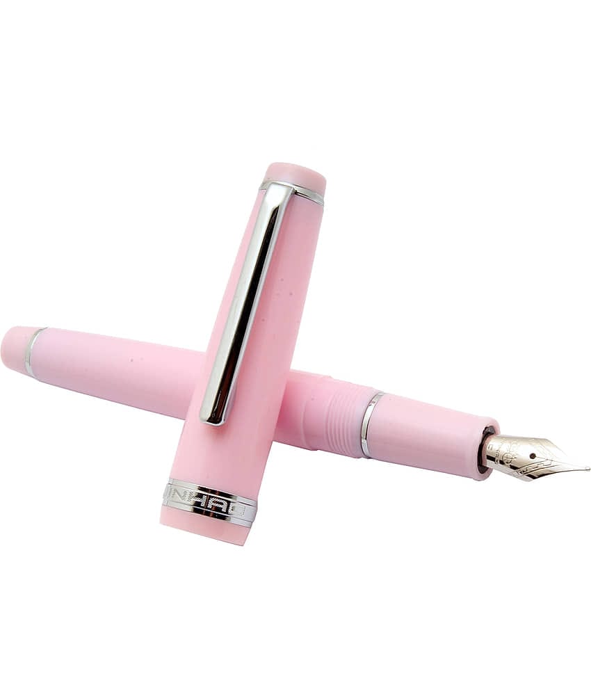 Srpc Jinhao 82 Pink Resin Acrylic Fountain Pen Fine Nib Chrome Trims
