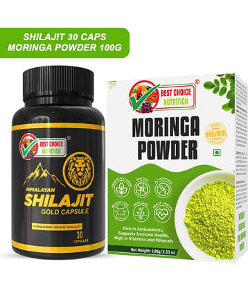 Best Choice Nutrition Shilajit Gold Capsules 30 + Moringa Powder 100g | Energy, Immunity & Daily Wellness Combo
