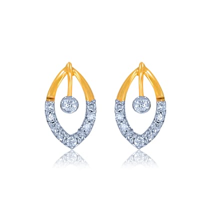 Senco Gold Eye- Catchy Sheen Diamond Studs (1.2 gram / 0.13 Ct / GH-VVS-VS / 14K Yellow Gold)
