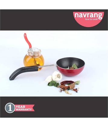 Navrang Non Stick Aluminium Tadka Pan ,157mm , Red -Non Induction