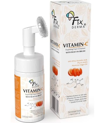 Fixderma 2% Vitamin C for Fine Lines & Wrinkles, Foaming With Brush Face Wash 100 ml, (Pack of 1)