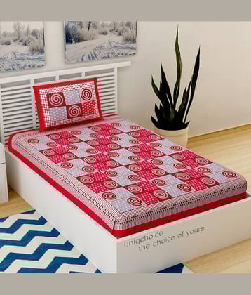 Uniqchoice Cotton 1 Single Bedsheet with 1 Pillow Cover ( Red )