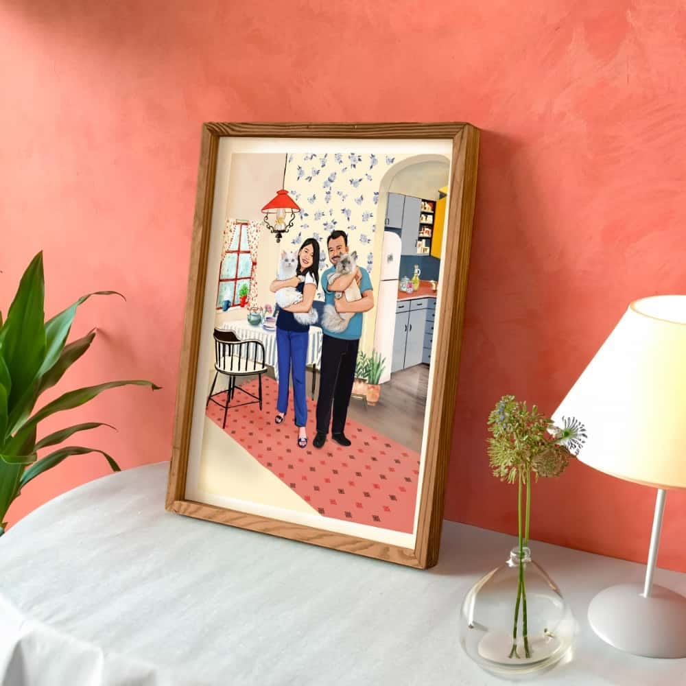 Rectangle Photo based Family Illustration Portrait - My Family-1,2 / 12x16 inches / Canvas Roll
