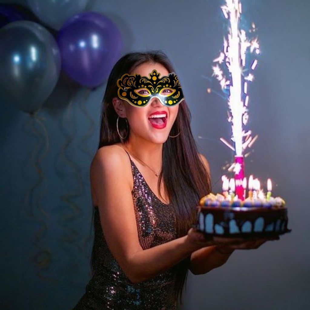 Mehendi Sangeet Stage Perofrmance Black Mask For Dancers - 4Pc