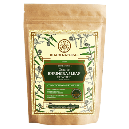 Khadi Natural Organic Bhringraj Leaf Powder For Hair - 100% Natural - 100gm Khadi Natural Organic Bhringraj Leaf Powder For Hair - 100% Natural - 100gm
