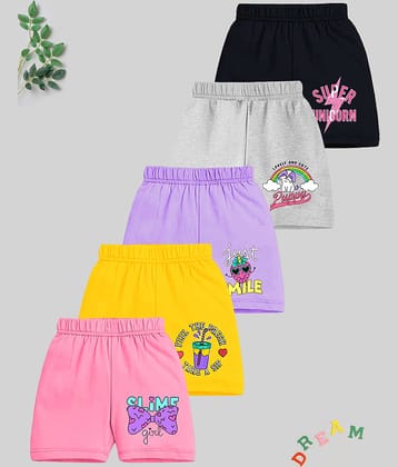 Kuchipoo Pack of 5 Girls Cotton Blend Shorts ( Multicolor3 )