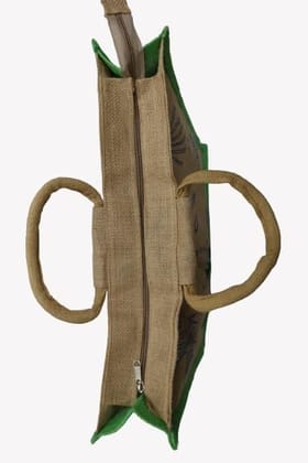 PALAK SAXENA Jute Bag for Shopping - Printed Jute Bag | Shoulder Bag | Shoppers Tote | Grocery Bag | Eco Friendly Bags for Shopping - Cute & Quirky Collection (Tortoise, Fish - Green)