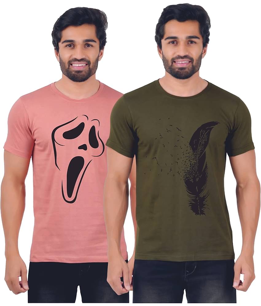 ferocious Pack of 2 Cotton Regular Fit Men's T-Shirt ( Orange )