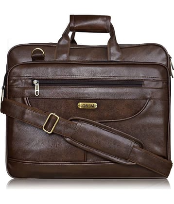 Lorem Brown Faux Leather Office Bag