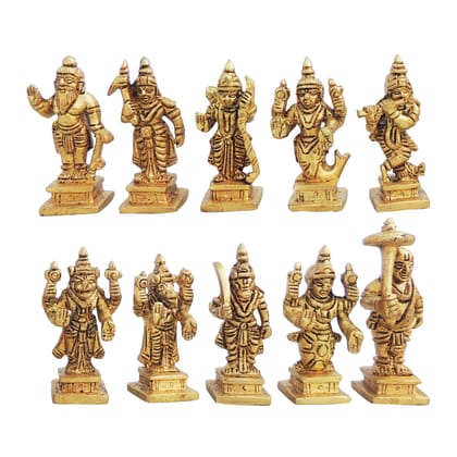 Brass Das Avatar Statue – Vishnu Dashavatara Brass Religious Showpiece, Height : 2.5 Inch (BSMAS1280 A)