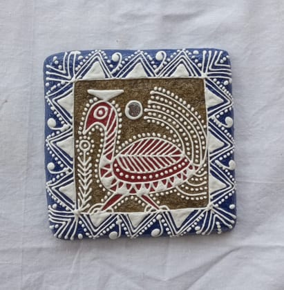 Mandana Art Peacock Motif Wall Tile