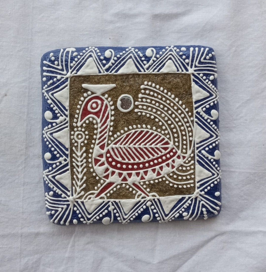 Mandana Art Peacock Motif Wall Tile